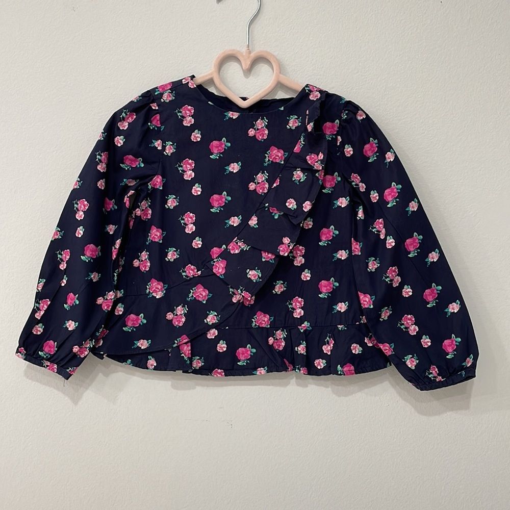 Janie and Jack Navy Floral Print Blouse for Girls Size 4
